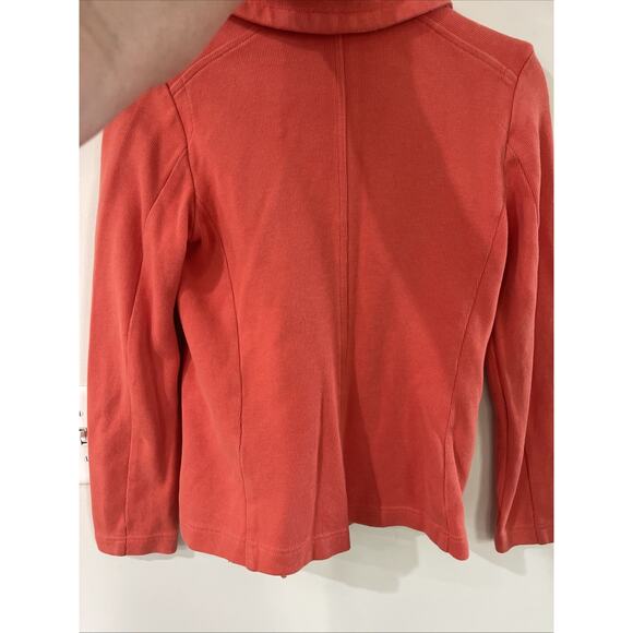 Womens Lacoste Pea Coat Jacket Cotton Salmon Small Sz 36 Double Breasted Pockets - Picture 5 of 7